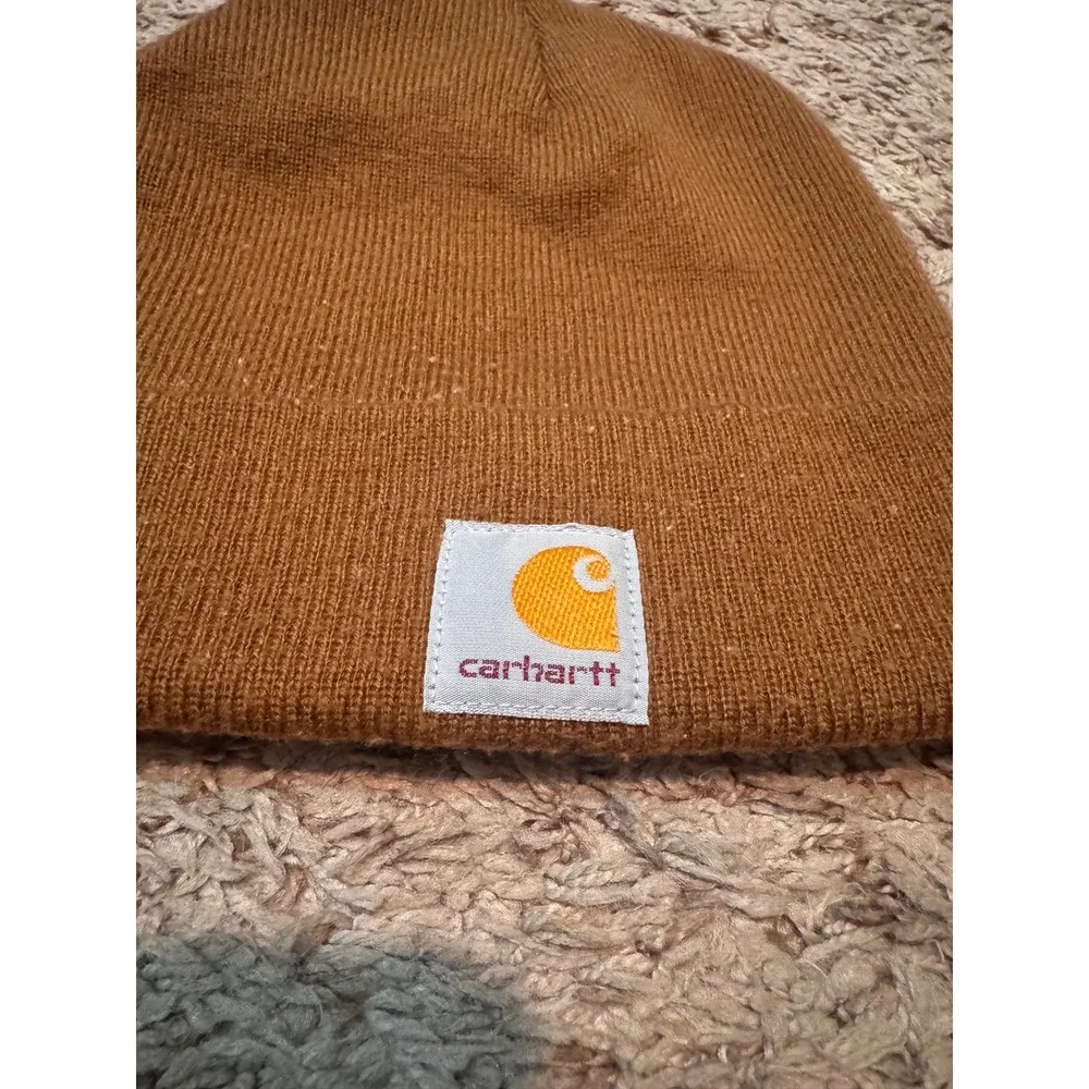 Carhartt Youth Brown Knit Beanie Hat Cuffed Watch Cap One Size